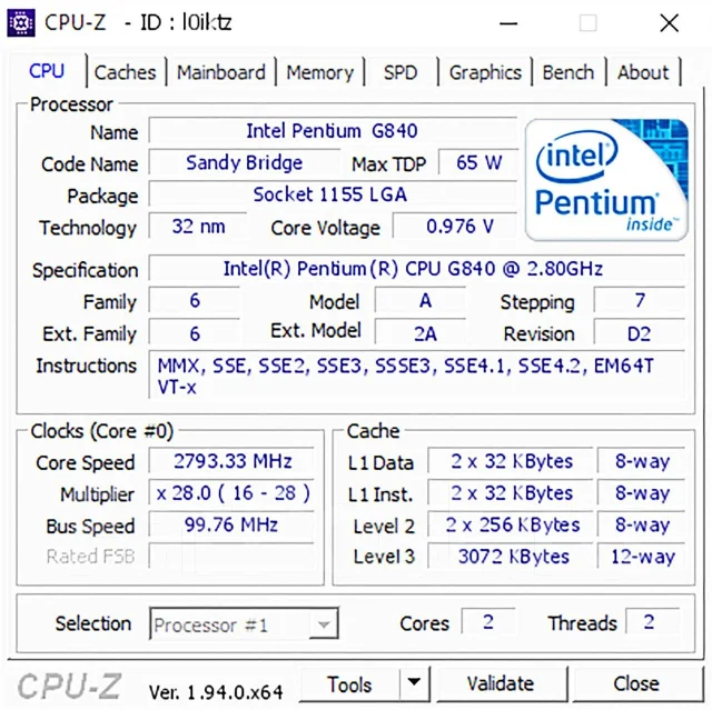Intel Pentium G840 ����