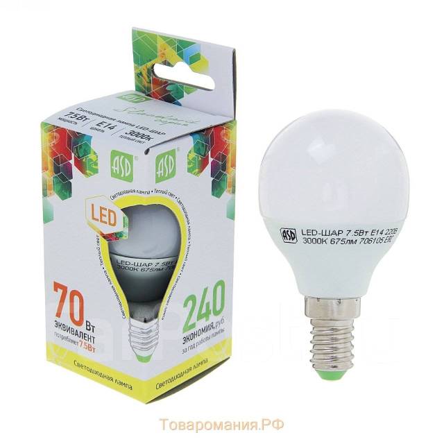 АСД Лампа светодиод. LED-A60-standart 11Вт 220В Е27 3000К (1739)