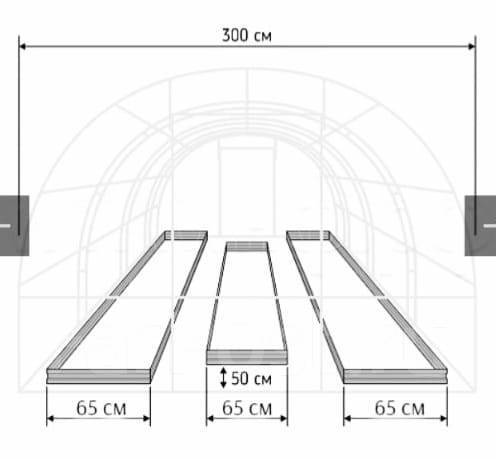Расположение грядок в теплице 4 4