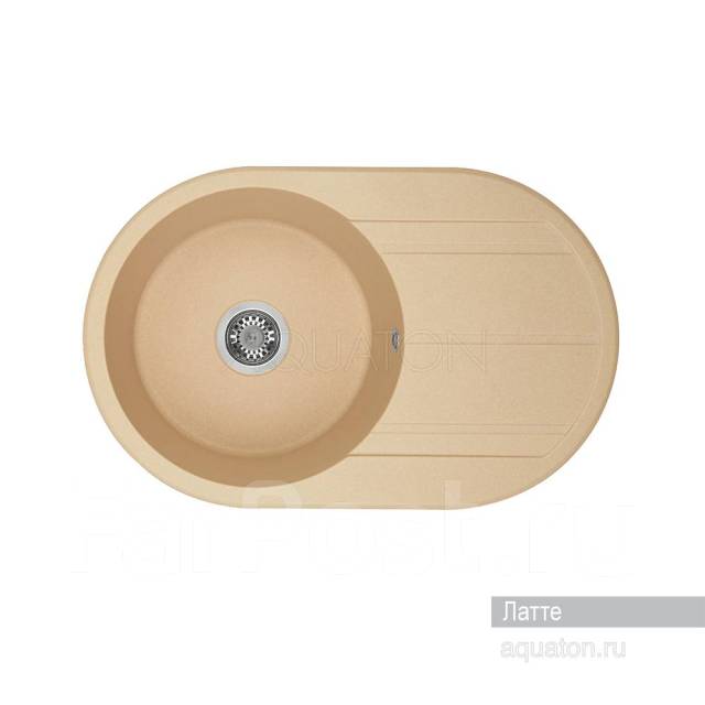 Мойка для кухни из литого мрамора Aquaton Амира круглая с крылом латте ...