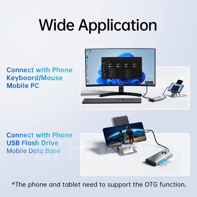 Док-станция Orico Type-C 5 в 1 для ноутбука и смартфона, новый, в ...