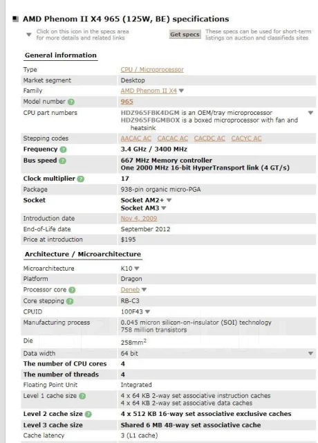 AMD Phenom II X4 965 BE ����