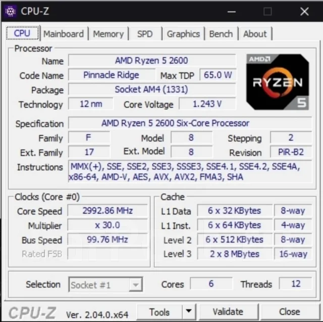 AMD Ryzen 5 2600 ����