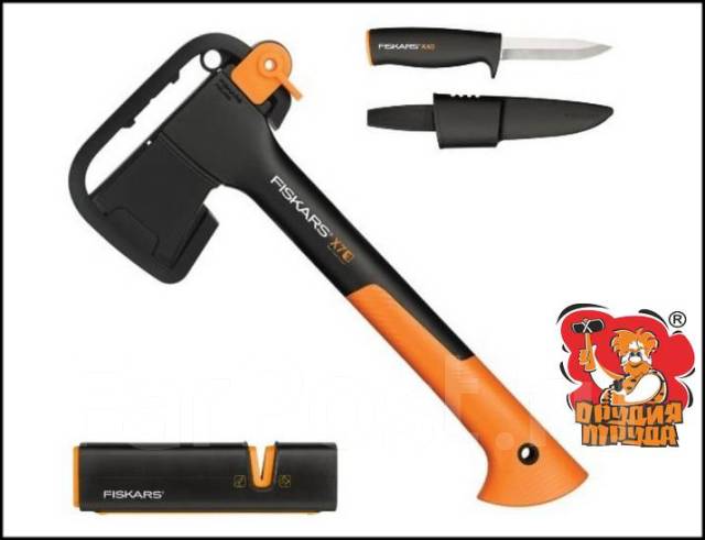 Набор "Fiskars" топор X7 + нож K40 + точилка - Инструменты и ...