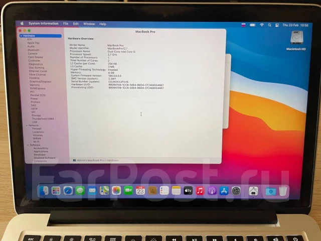 Apple MacBook Pro 13 2015 Early. 13", 2,7����, ��� 8 ��, ���� 512���, WiFi: 1, Bluetooth: 1, ����������� �� 7��. ����
