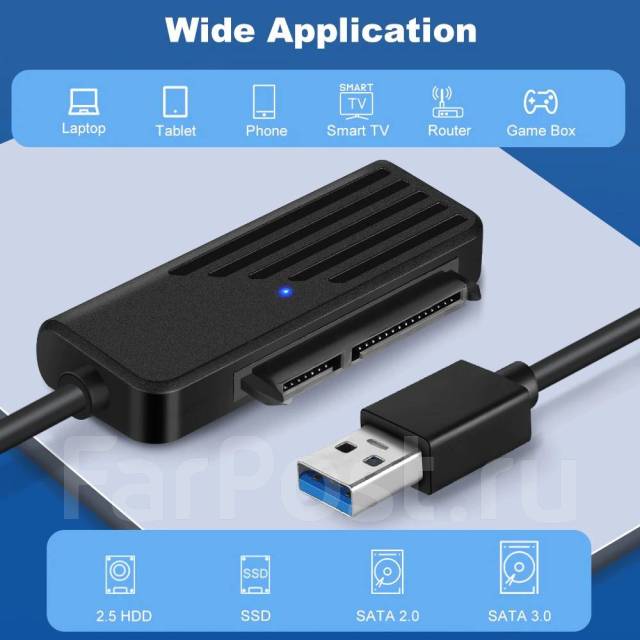 Переходник с SATA на USB 3,0 Адаптер, кабель, для жестких дисков, новый ...
