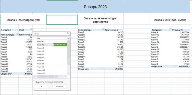 При формировании отчетов можно использовать сегменты в 1с