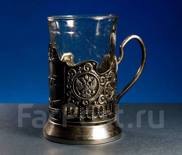 Подстаканник "РЖД" Кальчугино + стакан Стекольного з-да №7 (Винтаж), б ...