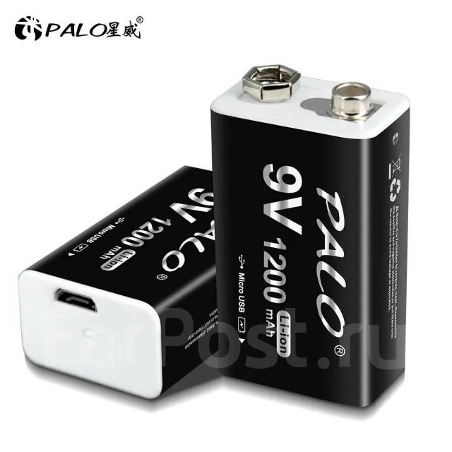  батарейка крона 9V PALO 1200 mAh usb Литий ионная, новый .