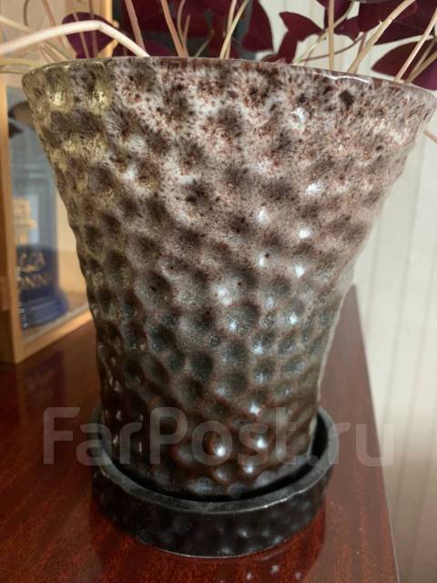 Керамический цветочный горшок с поддоном, б/у, в наличии. Цена: 1 500 ...