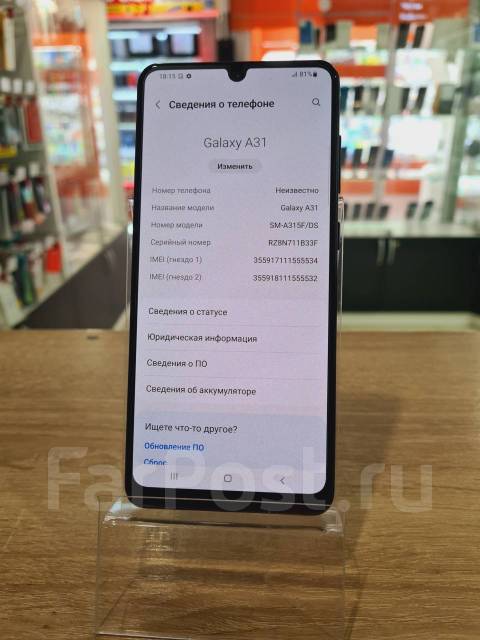 Galaxy A31 128 гб, 6.40", моноблок, черный, 4G LTE, Dual-SIM, NFC, б/у ...