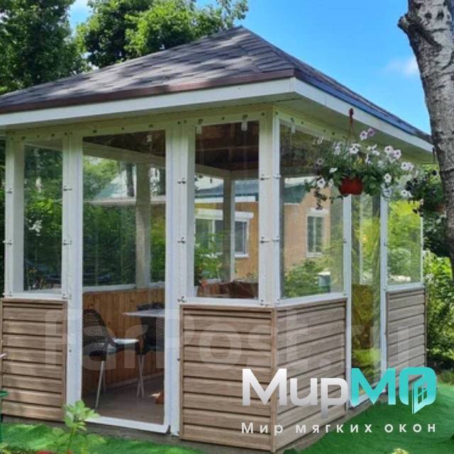Установка мягких окон пвх на веранды, беседки, теплицы в Уссурийске