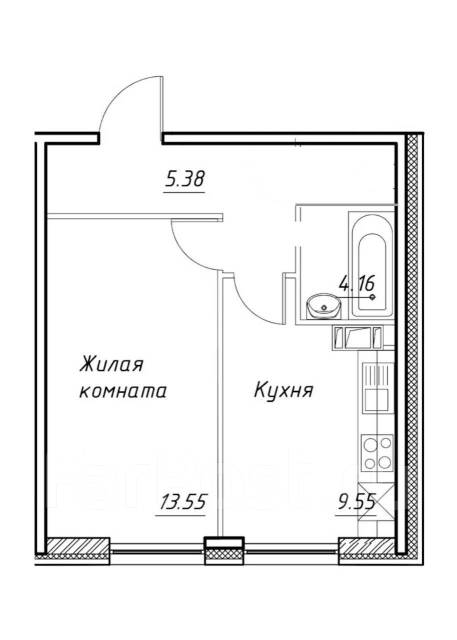 Парковый студия плюс спальня планировка