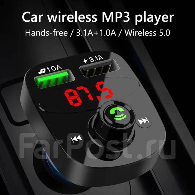 FM ФМ модулятор передатчик с Bluetooth USB microSD AUX Х8,12/24V, новый ...