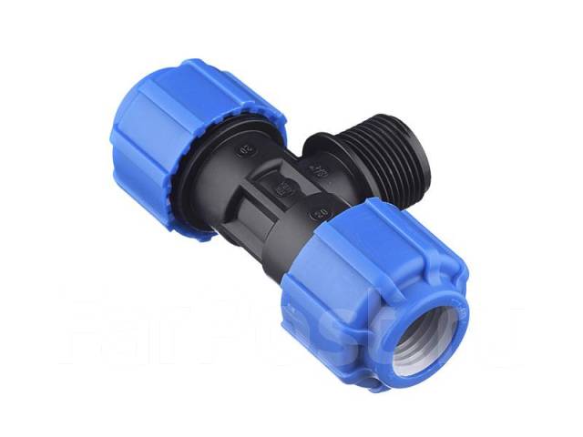 Тройник 51201220 20ммх1/2\" наружная резьба, компрессионный для ПЭ труб ...