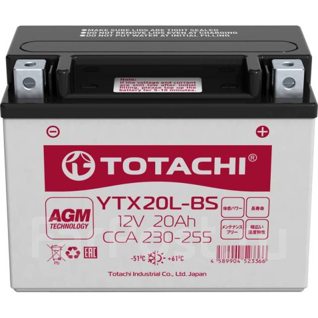 Аккумулятор Totachi AGM 20АЧ YTX20L-BS 12V (МОТО), новый, в наличии ...