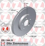 ���� ��������� ! �����. 300x24/47-5x108 Ford Mondeo 1.8-2.2TD 00 OTTO Zimmermann 250134420 250134420 ����
