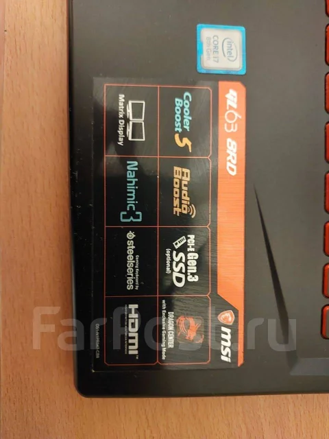 MSI GL63 8RD. 15.6", 2,2����, ��� 16 ��, ���� 1 000���, WiFi: 1, Bluetooth: 1 ����
