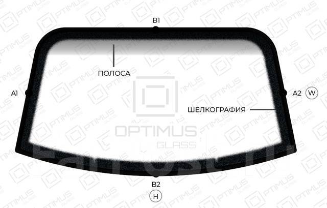 Стекло лобовое (с полосой + шелкография) для КамАЗ 5320-5206010 / GlassGood