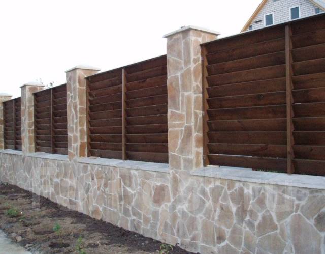 Современный комбинированный забор | Ограждения \"Жалюзи\". Экозабор, в ...