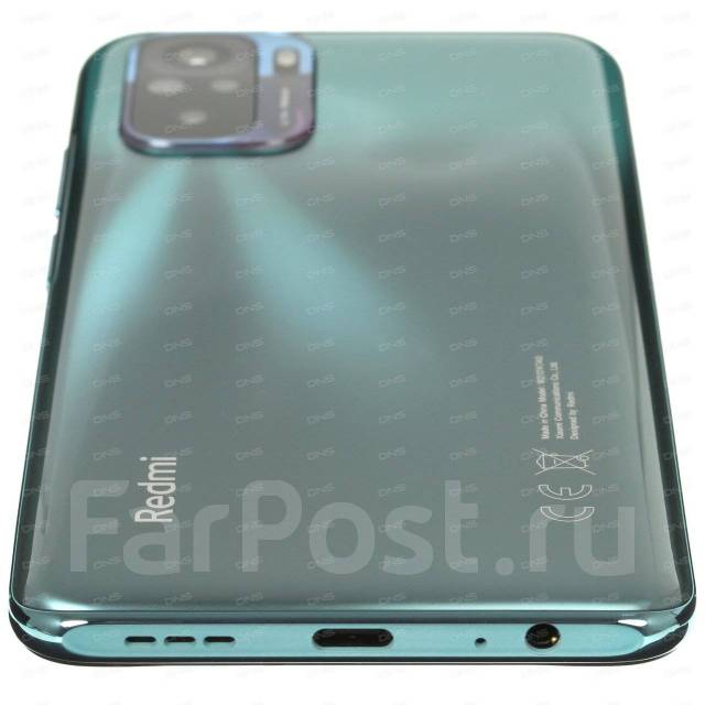 Смартфон Xiaomi Redmi Note 10 (4+64GB), 64 гб, 6.43", моноблок, зеленый ...