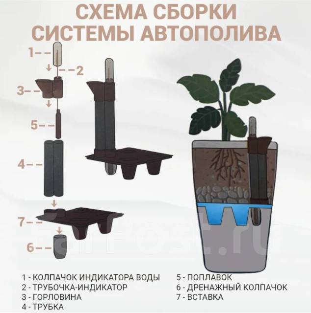 Горшок для цветов "Munchen" d240мм 20л вулканический серый со вставкой ...