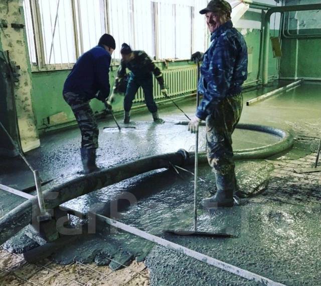 Бетонные полы. Заливка пола в гараже. Ремонт пола в Хабаровске