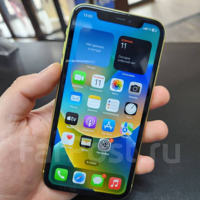 Apple iPhone 11 Yellow 128Gb Dual sim, 6.10", моноблок, желтый, б/у, в