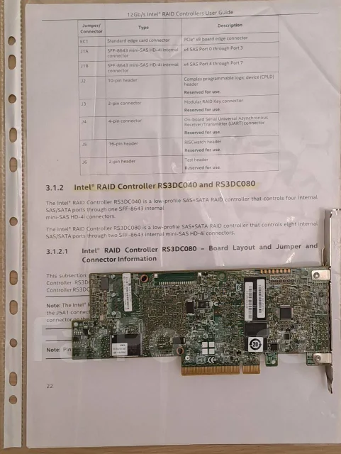 RAID-контроллер Intel RS3DC080 12 Gb/s SAS/SATA 0/1/10/5/50/6/60/JBOD ...