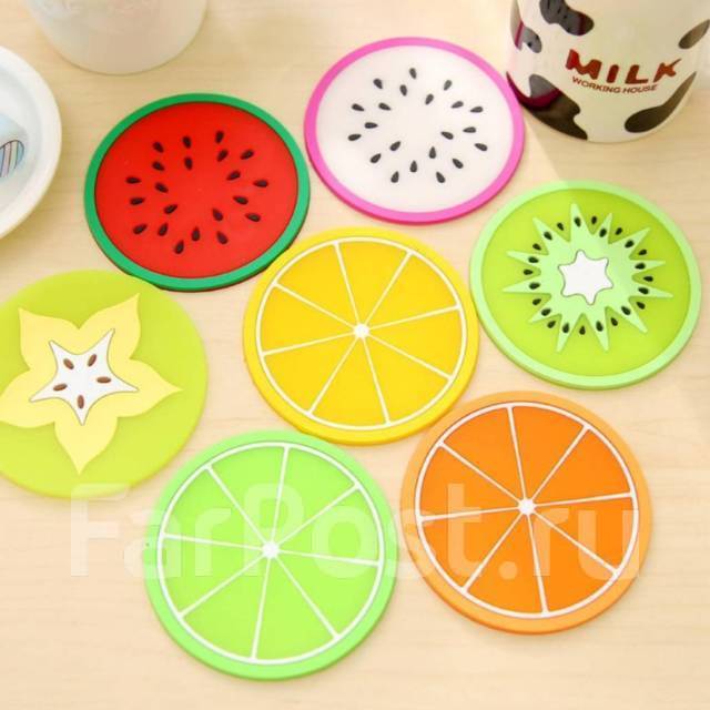 Силиконовые подставки под кружку фрукты, новый, в наличии. Цена: 115 ...