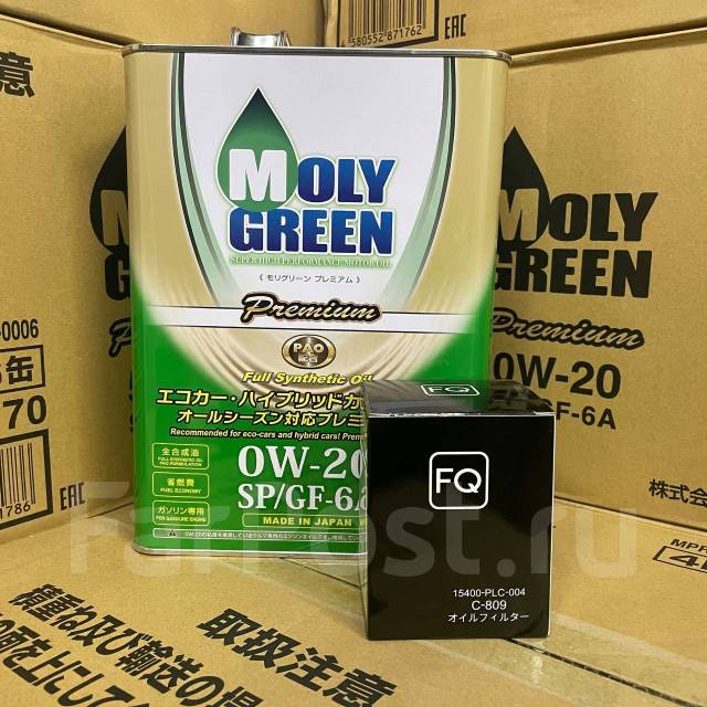 Моторное масло MolyGreen Premium 0W-20 4л + Фильтр (C-809) В Подарок ...
