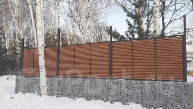 Современный комбинированный забор | Ограждения \"Жалюзи\". Экозабор, в ...