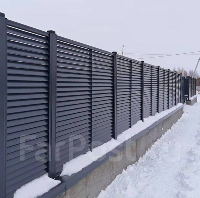 Современный комбинированный забор | Ограждения \"Жалюзи\". Экозабор, в ...