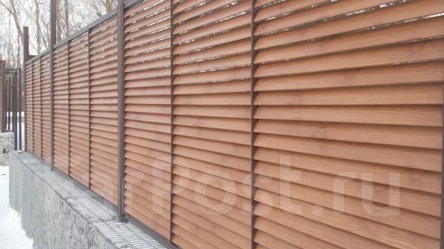 Современный комбинированный забор | Ограждения \"Жалюзи\". Экозабор, в ...