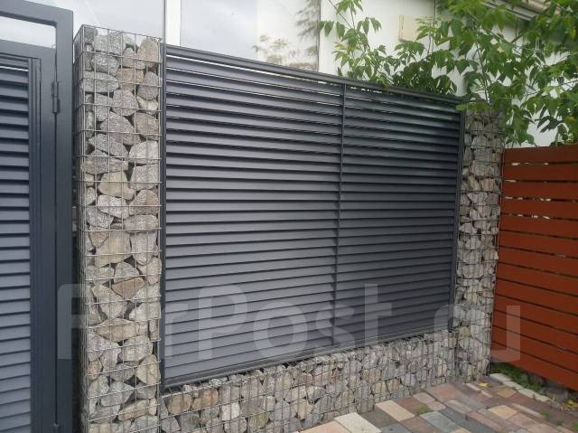 Современный комбинированный забор | Ограждения \"Жалюзи\". Экозабор, в ...