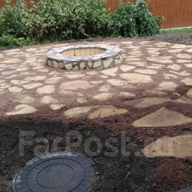 Укладка плитняка. дорожки, лестницы, стеночки во Владивостоке