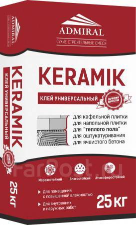 Клей для плитки Адмирал Keramik универсал (теплый пол) 25кг (красный ...