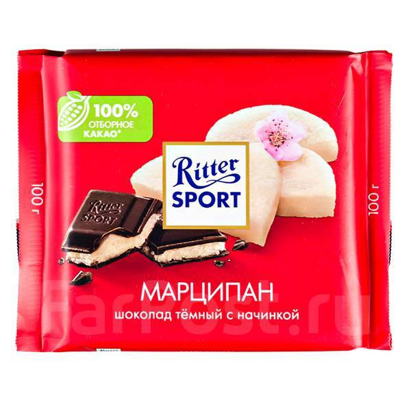 Шоколад Риттер Спорт Марципан 100 г 1 уп. х 12 шт, в наличии ...