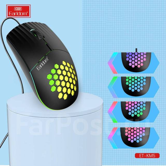 Игровая мышка Earldom KM5 с цветной подсветкой с разъемом Type-C, новый ...