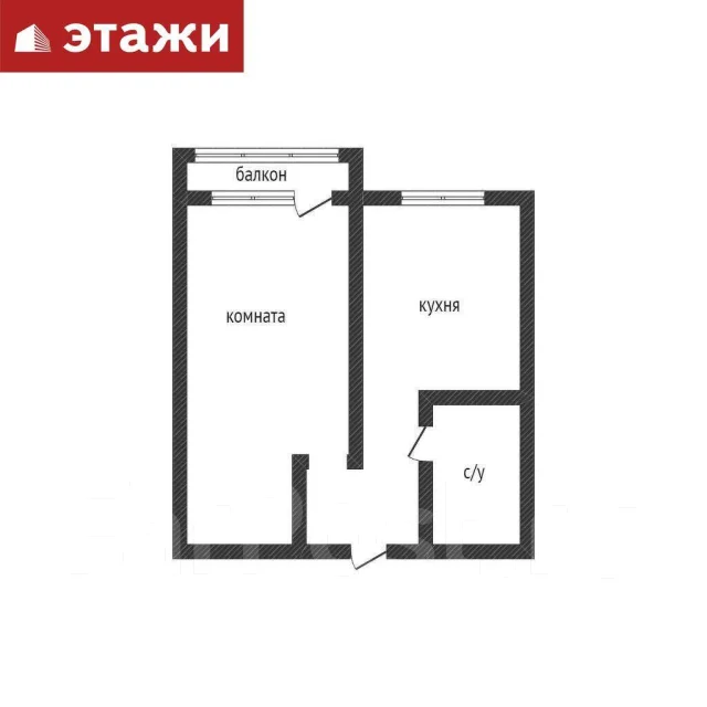 1-комнатная, улица Академика Курчатова 25, панельный, подходит под ...