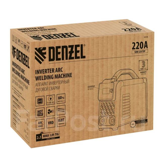 Аппарат инвертор. дуговой сварки SDM-220 Top, 220 А, ПВ 60% кейс Denzel ...