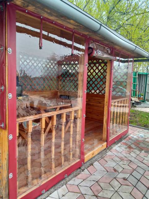 Прозрачные шторы из ПВХ пленки, мягкие окна, для беседок, веранд, новый ...