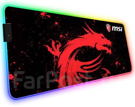 Коврик тканевый, прорезиненный 350х300х3мм MSI с RGB подсветкой, новый ...