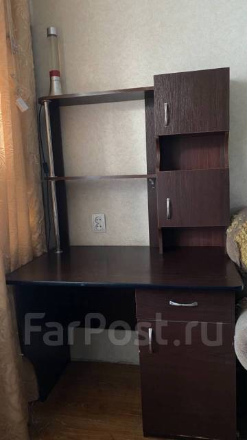 Письменный стол, прямоугольный, раздвижной, тёмное дерево, б/у, в ...