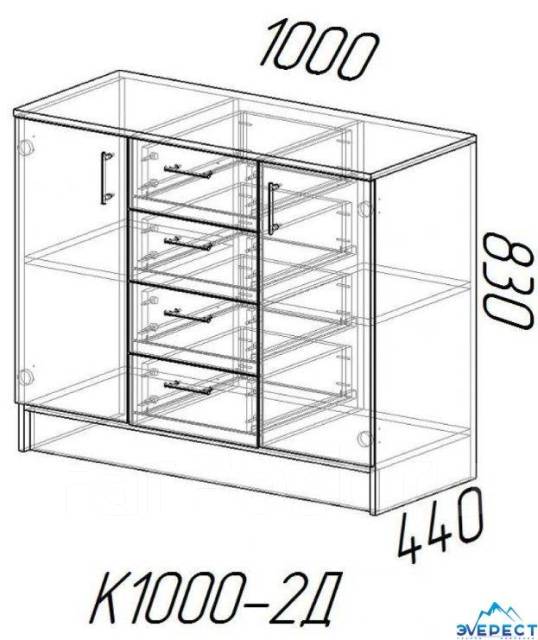 Комод "К1000-2Д" 1000*830*440 (Белый гладкий). Склад-Магазин, новый, в ...
