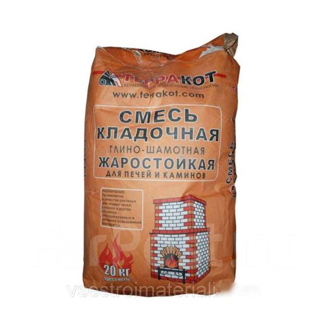 Терракот Смесь кладочная глино-шамотная, жаростойкая для печей, в ...