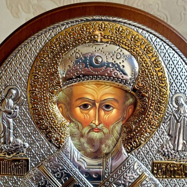 Икона св. Николая Чудотворца(№ И-24)новая Золото 750* иСеребро 960 ...