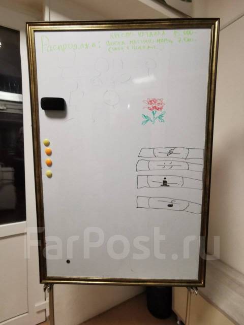 Доска маркерная магнитная 125x90 на колесиках усиленная в багете, б/у ...