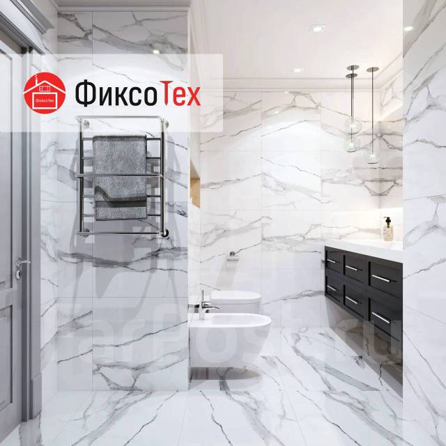 Керамогранит soft marble 60x60 серый в интерьере