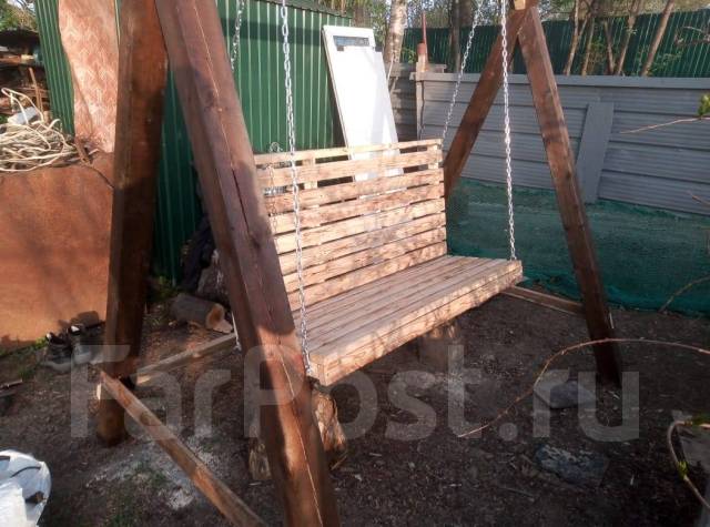 Качеля садовая, деревянная, готовая, новый, в наличии. Цена: 25 000₽ во ...